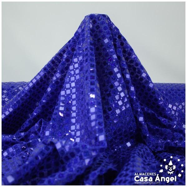 PUNTO LAMÉ AZUL CON PATRÓN DE LENTEJUELAS SERIE LOSANGE 112cm