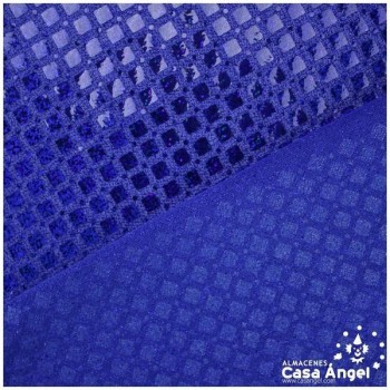 PUNTO LAMÉ AZUL CON PATRÓN DE LENTEJUELAS SERIE LOSANGE 112cm