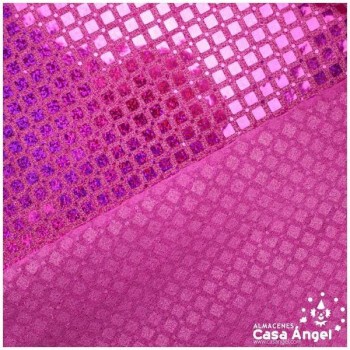 PUNTO LAMÉ FUCSIA CON PATRÓN DE LENTEJUELAS SERIE LOSANGE 112cm