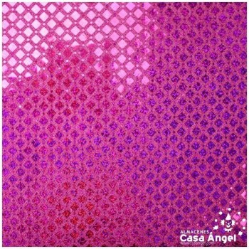 PUNTO LAMÉ FUCSIA CON PATRÓN DE LENTEJUELAS SERIE LOSANGE 112cm