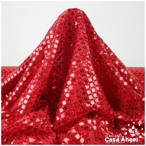 PUNTO LAMÉ ROJO CON PATRÓN DE LENTEJUELAS SERIE LOSANGE 112cm