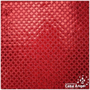 PUNTO LAMÉ ROJO CON PATRÓN DE LENTEJUELAS SERIE LOSANGE 112cm