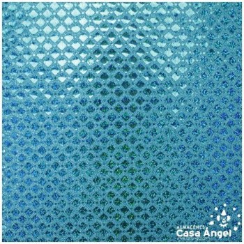 PUNTO LAMÉ TURQUESA CON PATRÓN DE LENTEJUELAS SERIE LOSANGE 112cm