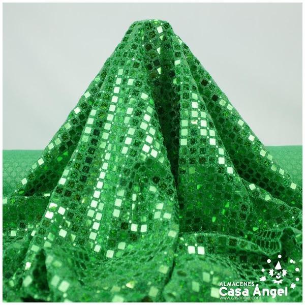 PUNTO LAMÉ VERDE CON PATRÓN DE LENTEJUELAS SERIE LOSANGE 112cm