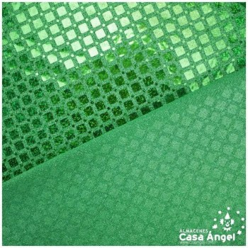 PUNTO LAMÉ VERDE CON PATRÓN DE LENTEJUELAS SERIE LOSANGE 112cm