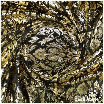 TERCIOPELO CON ESTAMPADO DORADO BARROCO SERIE FOIX 150cm