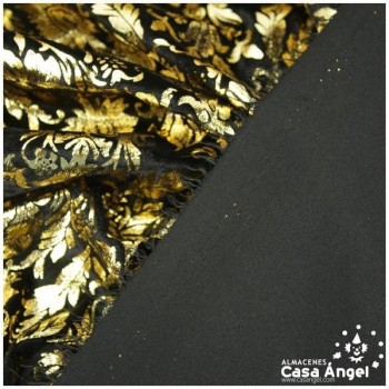 TERCIOPELO CON ESTAMPADO DORADO BARROCO SERIE FOIX 150cm