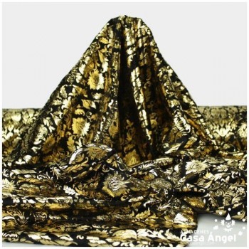 TERCIOPELO CON ESTAMPADO DORADO BARROCO SERIE FOIX 150cm