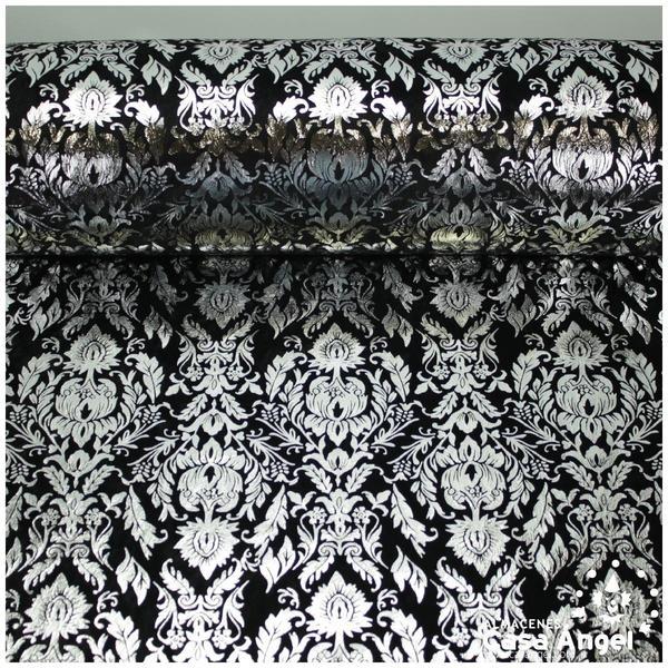 TERCIOPELO CON ESTAMPADO PLATEADO BARROCO SERIE FOIX 150cm
