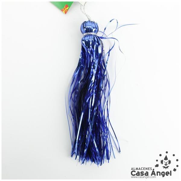 POMPÓN AZUL METALIZADO SET DE 3