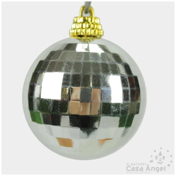 BOLAS DE NAVIDAD CON CUADRÍCULA 5cm SET 3 UNIDADES PLATA
