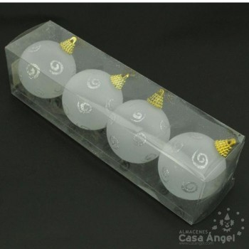 BOLAS DE NAVIDAD ESPIRAL ESCARCHA PLATA 6cm