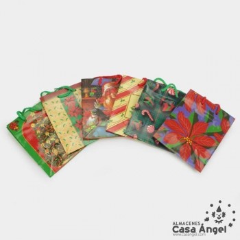 BOLSAS DE REGALO NAVIDAD 14cm SET DE 6 UNIDADES