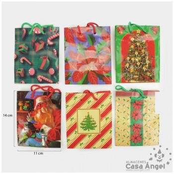 BOLSAS DE REGALO NAVIDAD 14cm SET DE 6 UNIDADES