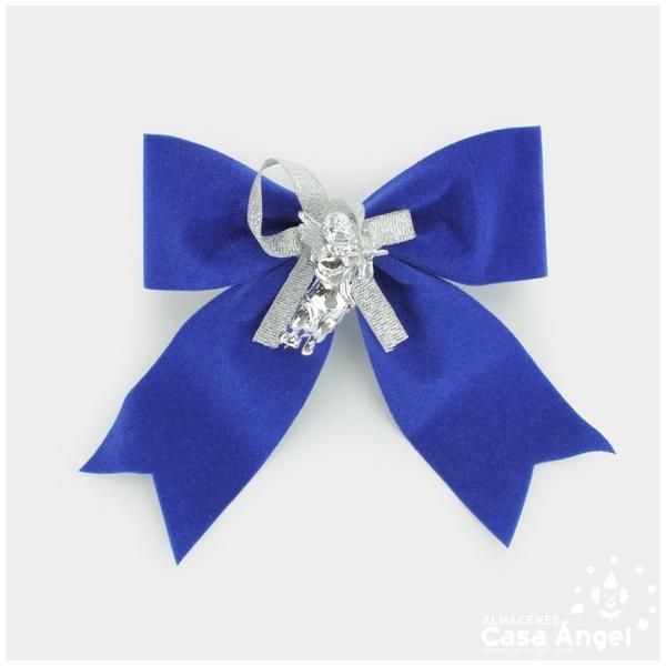 LAZOS AZULES CON ANGELITOS DE NAVIDAD 2 UNIDADES