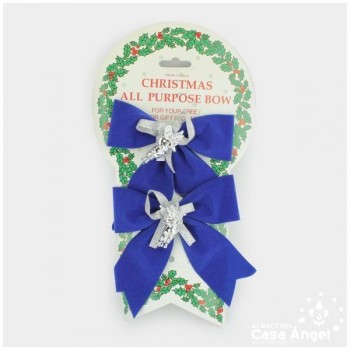 LAZOS AZULES CON ANGELITOS DE NAVIDAD 2 UNIDADES