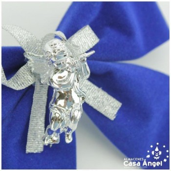 LAZOS AZULES CON ANGELITOS DE NAVIDAD 2 UNIDADES