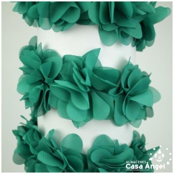 TIRA DE FLORES DE GASA SOBRE SOPORTE DE FIELTRO 6cm