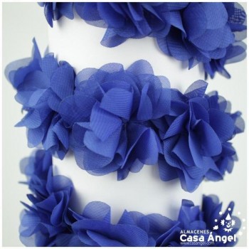 TIRA DE FLORES DE GASA SOBRE SOPORTE DE FIELTRO 6cm