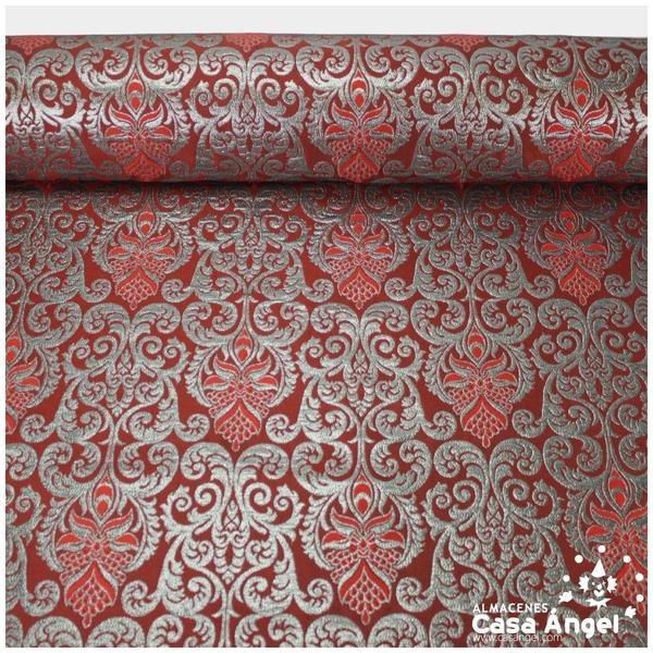 BROCADO JACQUARD ROJO PATRÓN FLOR DE LIS SERIE LEZAMA 148cm