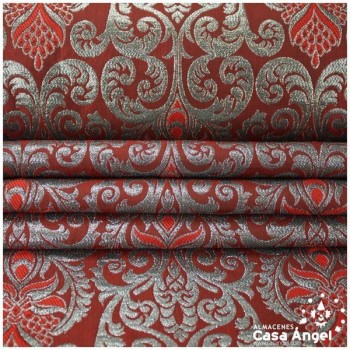 BROCADO JACQUARD ROJO PATRÓN FLOR DE LIS SERIE LEZAMA 148cm