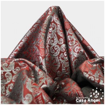 BROCADO JACQUARD ROJO PATRÓN FLOR DE LIS SERIE LEZAMA 148cm