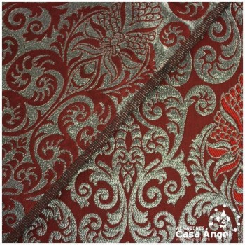 BROCADO JACQUARD ROJO PATRÓN FLOR DE LIS SERIE LEZAMA 148cm