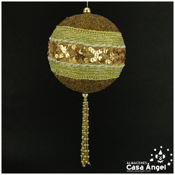BOLA DE NAVIDAD CON LENTEJUELAS ORO Y COBRE 12cm