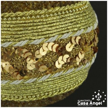 BOLA DE NAVIDAD CON LENTEJUELAS ORO Y COBRE 12cm