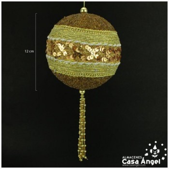 BOLA DE NAVIDAD CON LENTEJUELAS ORO Y COBRE 12cm