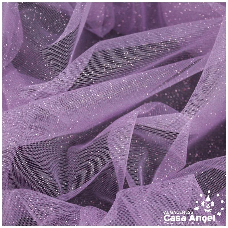 TUL LAVANDA FIRME CON CHISPAS DE PURPURINA SERIE SENKO 150cm