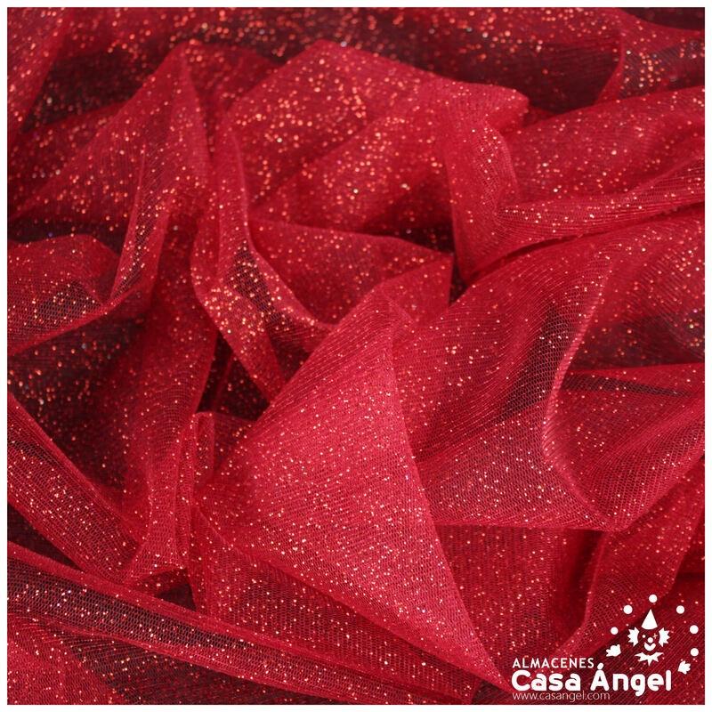 TUL ROJO SANGRE FIRME CON CHISPAS DE PURPURINA SERIE SENKO 150cm