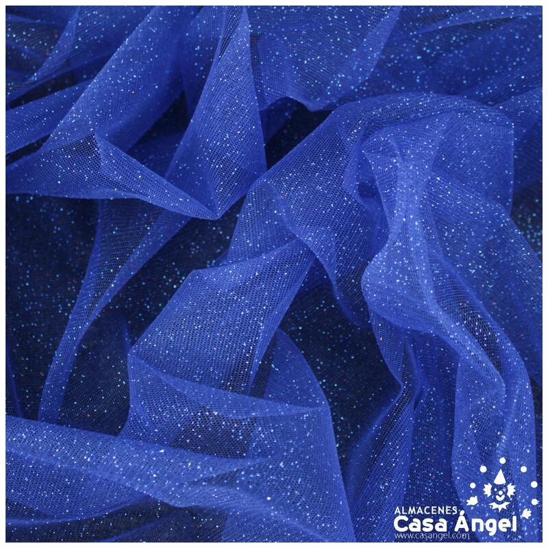 TUL AZUL TINTA FIRME CON CHISPAS DE PURPURINA SERIE SENKO 150cm