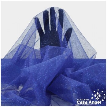 TUL AZUL FIRME CON CHISPAS DE PURPURINA SERIE SENKO 150cm