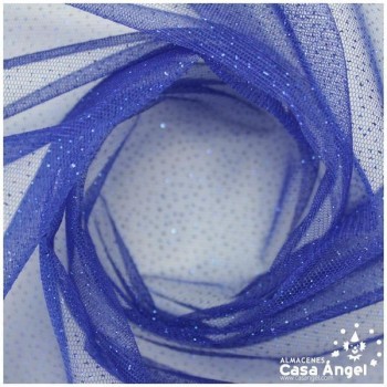 TUL AZUL FIRME CON CHISPAS DE PURPURINA SERIE SENKO 150cm