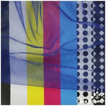 TUL AZUL FIRME CON CHISPAS DE PURPURINA SERIE SENKO 150cm