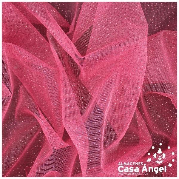 TUL FUCSIA FIRME CON CHISPAS DE PURPURINA SERIE SENKO 150cm