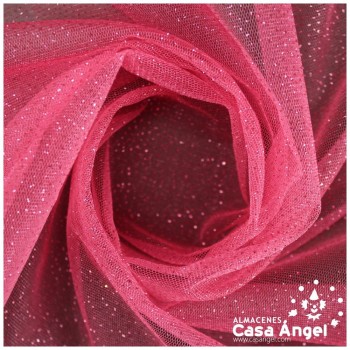 TUL FUCSIA FIRME CON CHISPAS DE PURPURINA SERIE SENKO 150cm