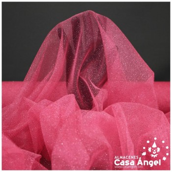 TUL FUCSIA FIRME CON CHISPAS DE PURPURINA SERIE SENKO 150cm