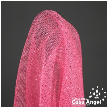 TUL FUCSIA FIRME CON CHISPAS DE PURPURINA SERIE SENKO 150cm
