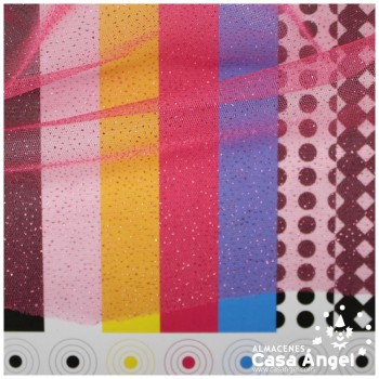 TUL FUCSIA FIRME CON CHISPAS DE PURPURINA SERIE SENKO 150cm