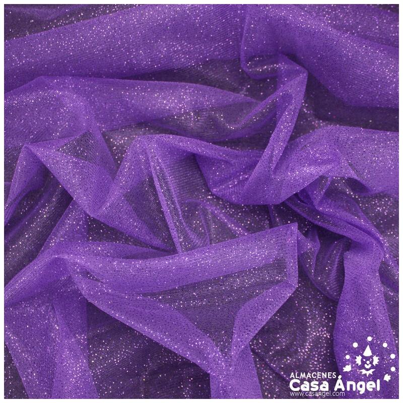 TUL MORADO FIRME CON CHISPAS DE PURPURINA SERIE SENKO 150cm