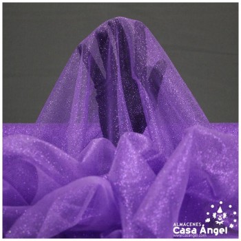 TUL MORADO FIRME CON CHISPAS DE PURPURINA SERIE SENKO 150cm