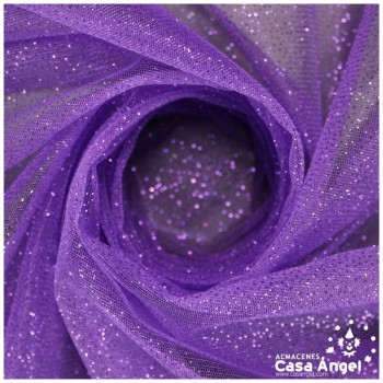 TUL MORADO FIRME CON CHISPAS DE PURPURINA SERIE SENKO 150cm