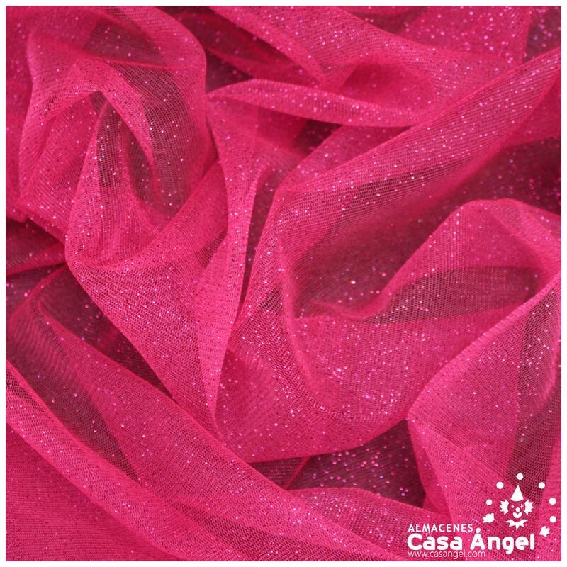 TUL FUCSIA OSCURO FIRME CON CHISPAS DE PURPURINA SERIE SENKO 150cm