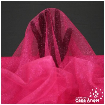 TUL FUCSIA OSCURO FIRME CON CHISPAS DE PURPURINA SERIE SENKO 150cm
