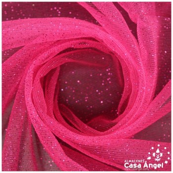 TUL FUCSIA OSCURO FIRME CON CHISPAS DE PURPURINA SERIE SENKO 150cm