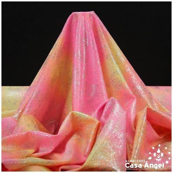TELA LYCRA ROSA DEGRADÉ CON ESTAMPADO FLASHY 150cm