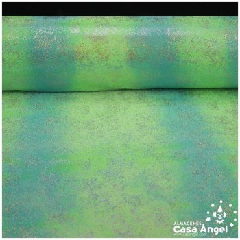 TELA LYCRA VERDE DEGRADÉ CON ESTAMPADO FLASHY 150cm
