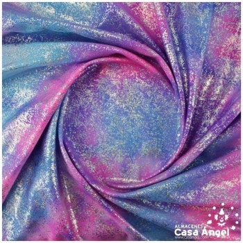 TELA LYCRA VIOLETA DEGRADÉ CON ESTAMPADO FLASHY 150cm